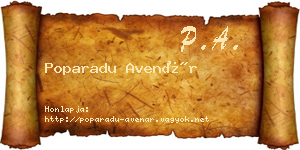 Poparadu Avenár névjegykártya